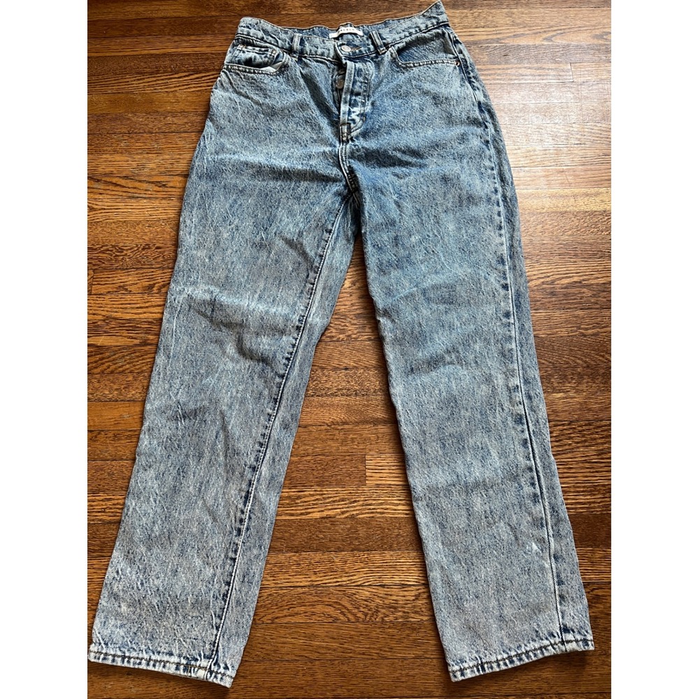 PacSun Womens High Rise Straight Leg Acid Wash Blue Cotton Button Fly Jeans 26